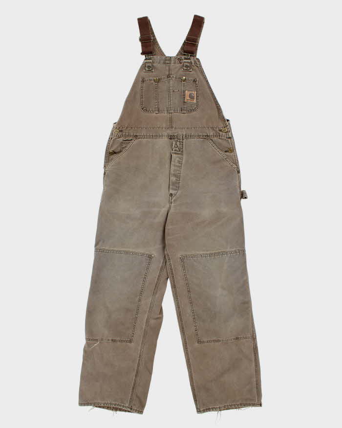Vintage 1999 Carhartt R06 BRN Union Made In USA Heavyweight Firm Duck Bib Loose Fit Dungarees - M
