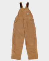 Vintage Y2K 00s Carhartt R01 Duck Canvas Bib Double Knee Tan Wide Leg Workwear Dungarees - W38 L30