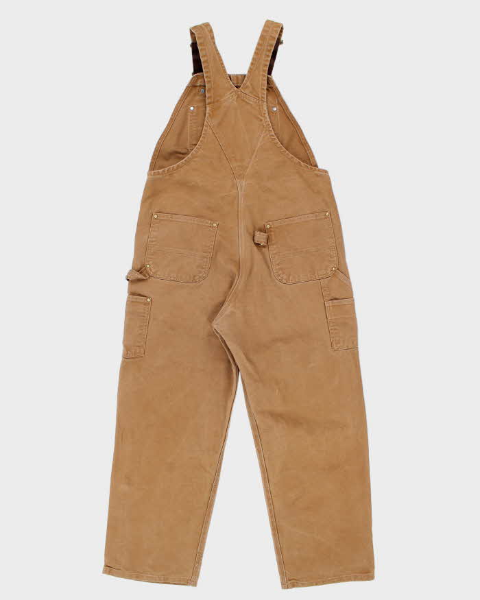 Vintage Y2K 00s Carhartt R01 Duck Canvas Bib Double Knee Tan Wide Leg Workwear Dungarees - W38 L30