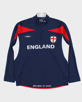 Vintage 2004 Y2K Umbro England Euros Soft Shell Quarter-Zip Football Training Fleece - M