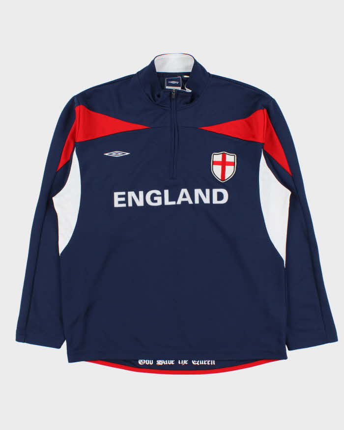 Vintage 2004 Y2K Umbro England Euros Soft Shell Quarter-Zip Football Training Fleece - M