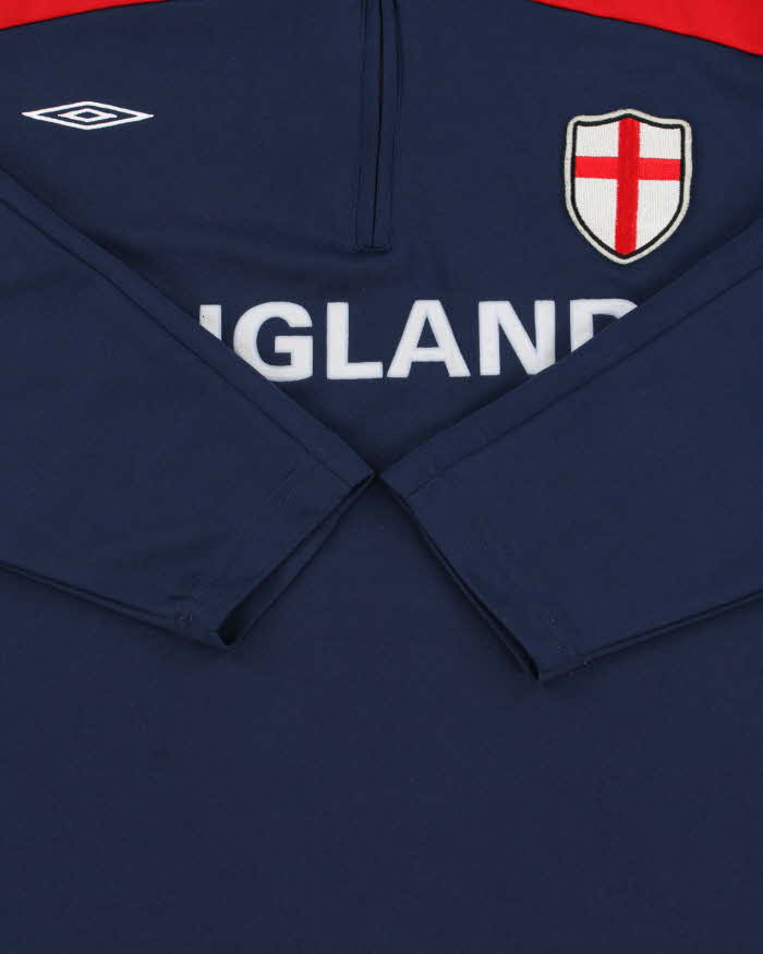 Vintage 2004 Y2K Umbro England Euros Soft Shell Quarter-Zip Football Training Fleece - M