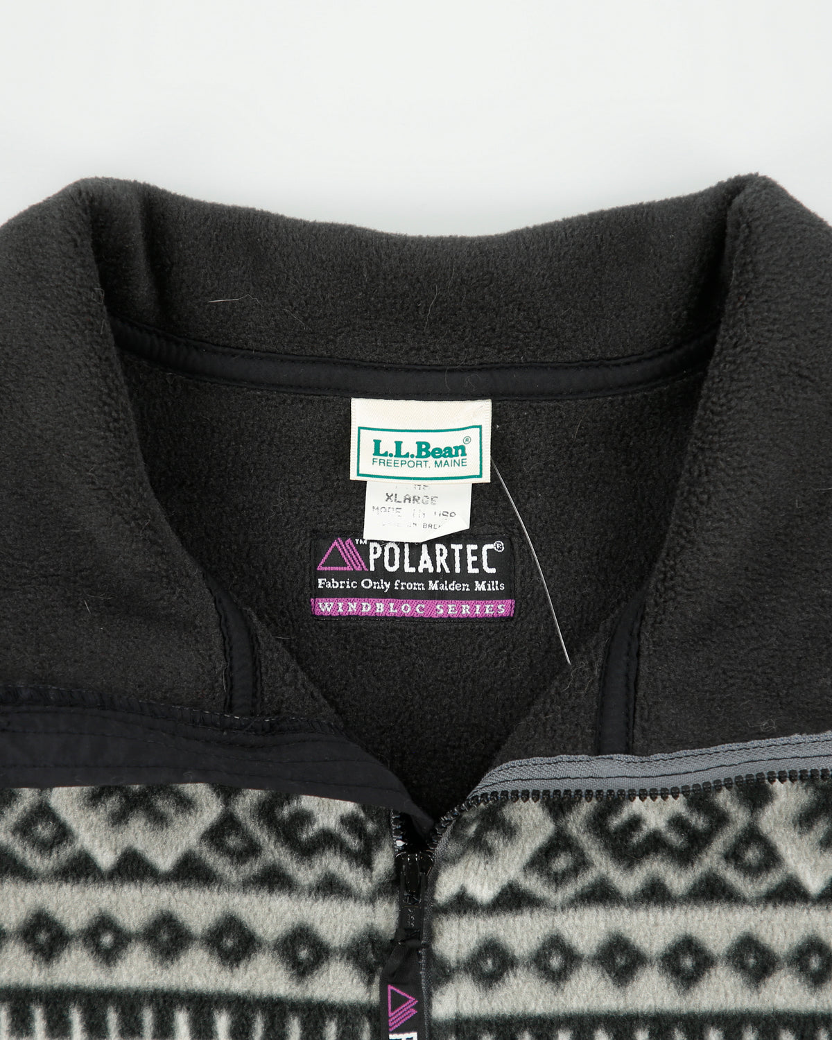 Vintage 1990s L.L.Bean Aztec Windblock Series Polartec Made In USA Half-Zip Fleece - XL