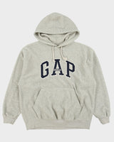 Vintage Y2K 00s Gap Marl Grey Embroidered Oversized Pullover Fleece Hoodie - XS