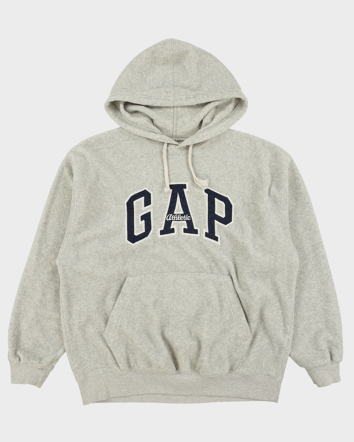 Vintage Y2K 00s Gap Marl Grey Embroidered Oversized Pullover Fleece Hoodie - XS