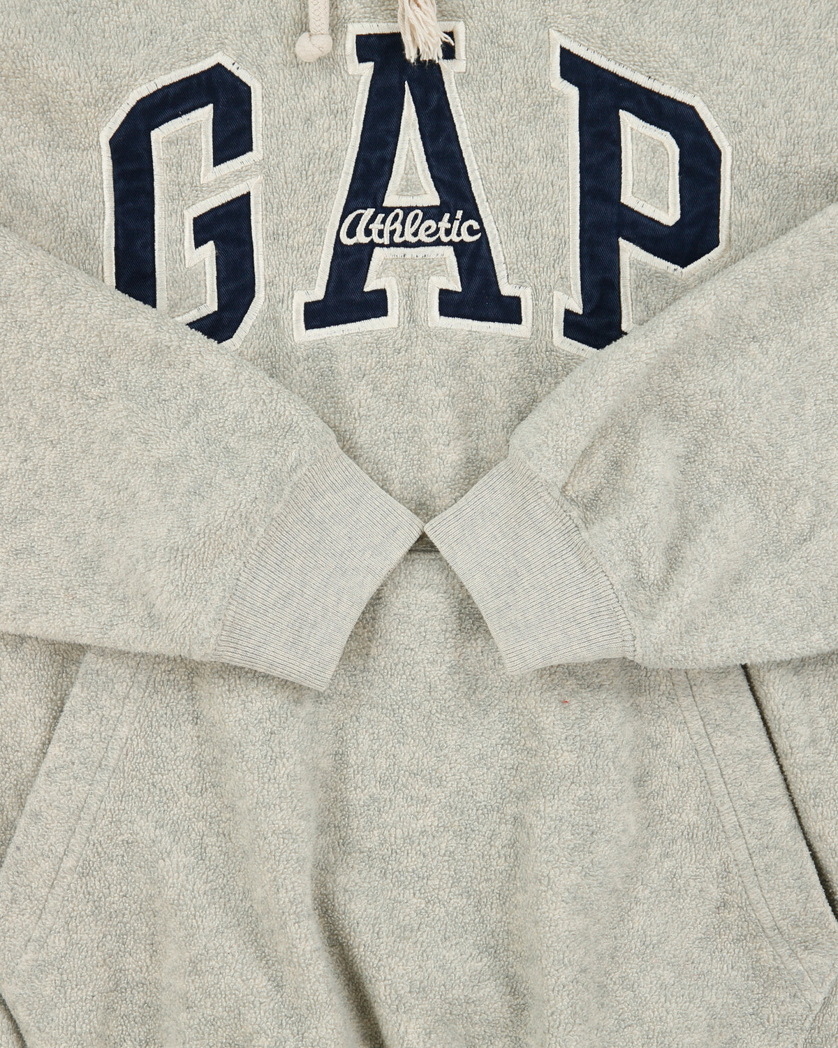 Vintage Y2K 00s Gap Marl Grey Embroidered Oversized Pullover Fleece Hoodie - XS