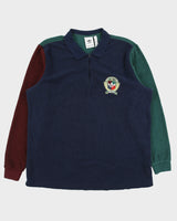 Adidas Originals Collegiate Crest Embroidered Colourblock Long Sleeve Zip Polo Fleece - XL
