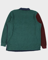 Adidas Originals Collegiate Crest Embroidered Colourblock Long Sleeve Zip Polo Fleece - XL
