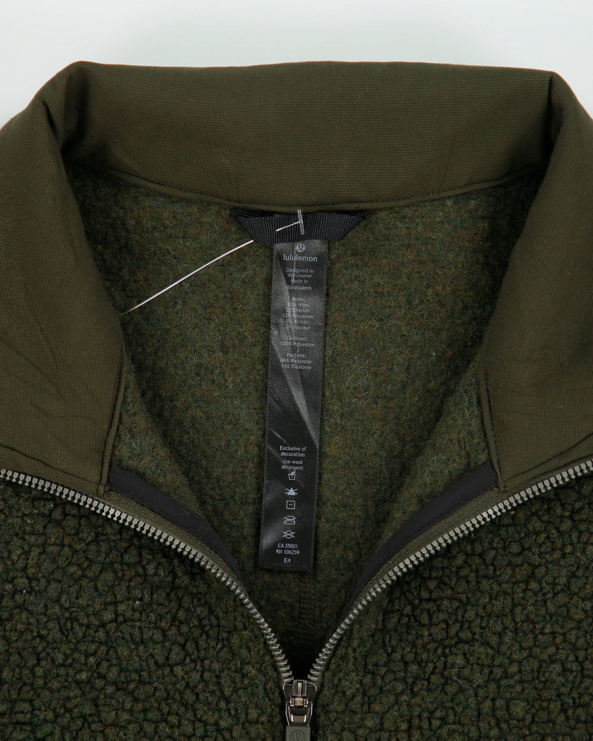 Lululemon Tundra Trek Forest Green Wool Blend  Half-Zip Sherpa Fleece - XL
