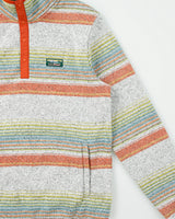 L.L.Bean Marl Grey Striped 'Slightly Fitted' Snap-T Pullover Fleece - M