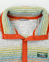 L.L.Bean Marl Grey Striped 'Slightly Fitted' Snap-T Pullover Fleece - M