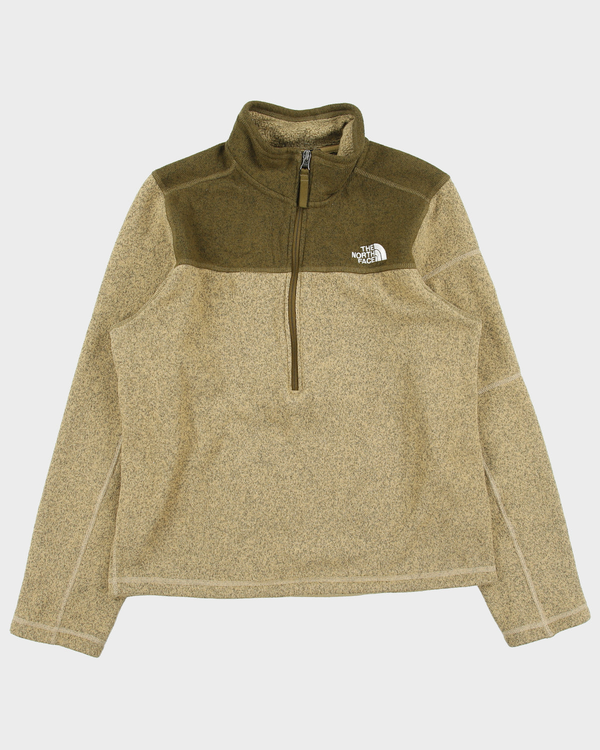 The North Face Tan Khaki Knit Half-Zip Pullover Fleece - M
