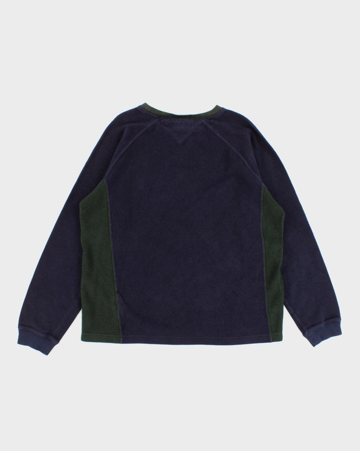 Mens Navy and Green Tommy Hilfiger Fleece Pullover - M