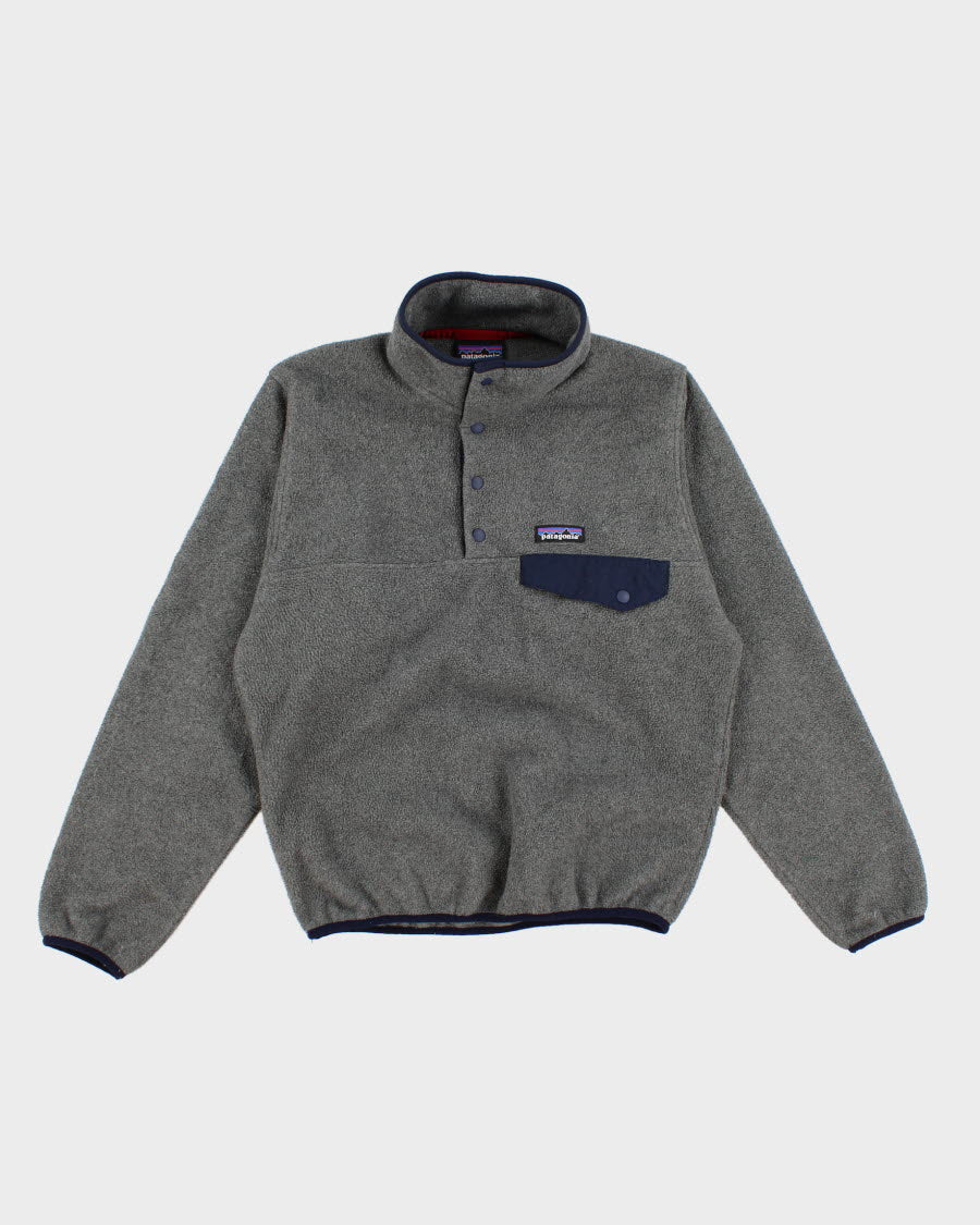 Men's Grey Patagonia Button Up Fleece - XS