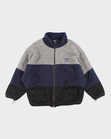 Vintage Adidas Grey and Blue Zip Up Fleece - L