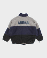 Vintage Adidas Grey and Blue Zip Up Fleece - L