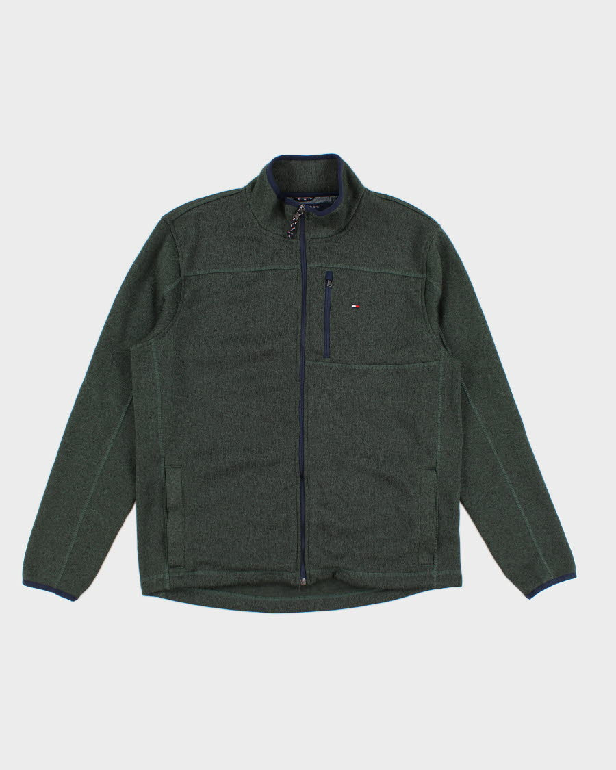 00s Tommy Hilfiger Green Zip Up Fleece - L