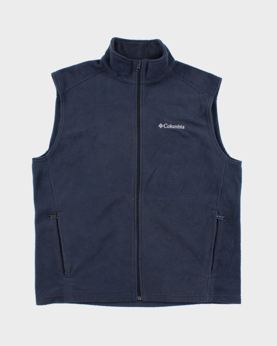Columbia Navy Zip Up Sleeveless Fleece - L
