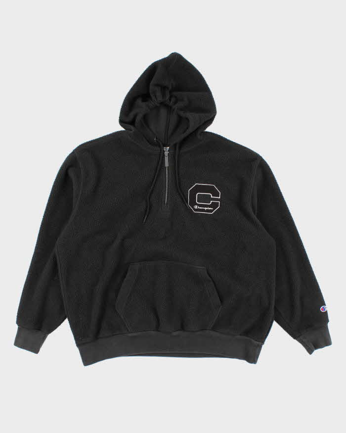 Mens Black Champion  Quarter Zip Fleece - XL