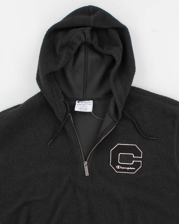 Mens Black Champion  Quarter Zip Fleece - XL
