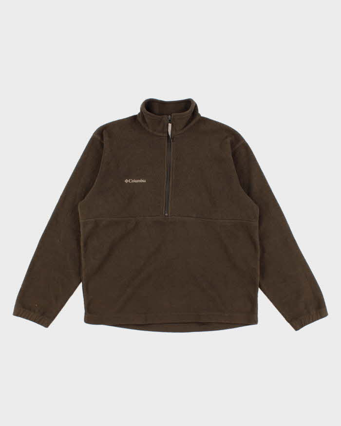 Men's Brown Quarter Zip Columbia Fleece - M