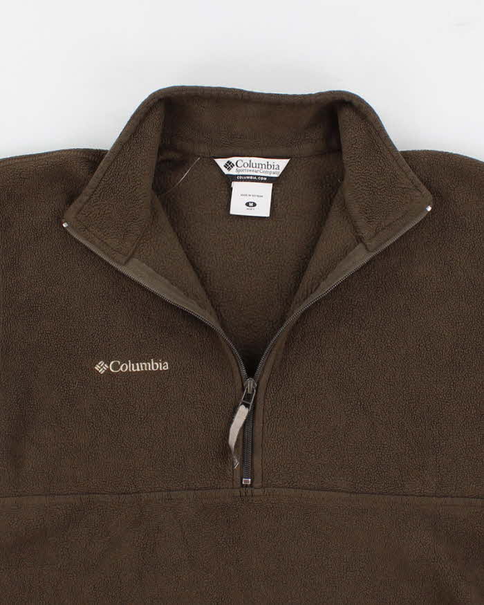 Men's Brown Quarter Zip Columbia Fleece - M