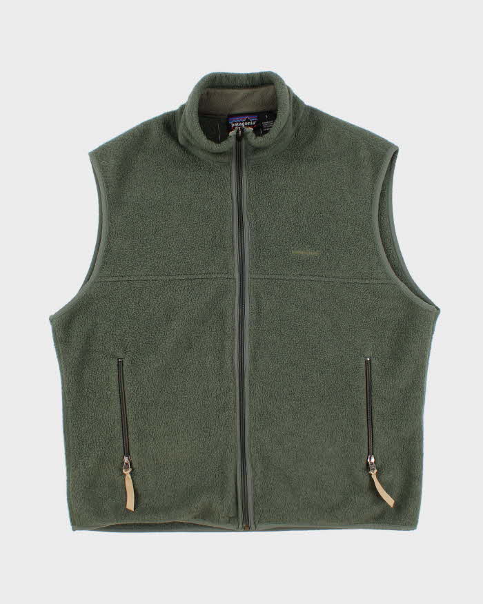 Men's Green Patagonia Zip Up Fleece Vest - L