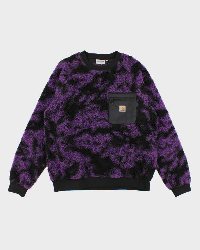 Carhartt WIP Purple And Black Camo Fleece Sweatshirt - L