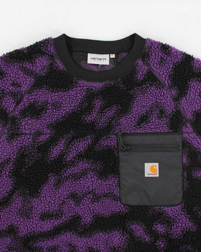 Carhartt WIP Purple And Black Camo Fleece Sweatshirt - L