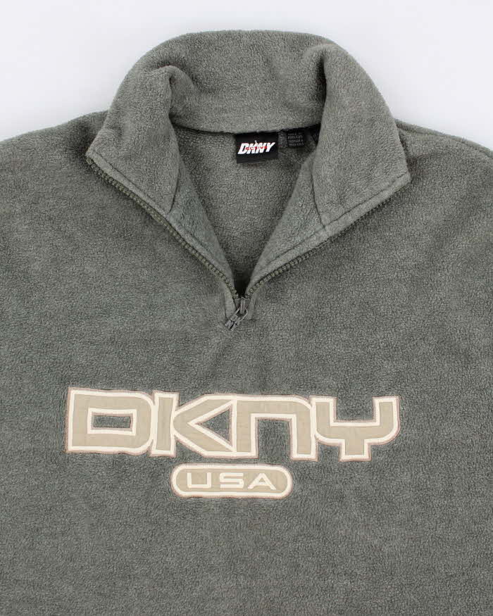 Men's Green DKNY Quarter Zip Fleece - M