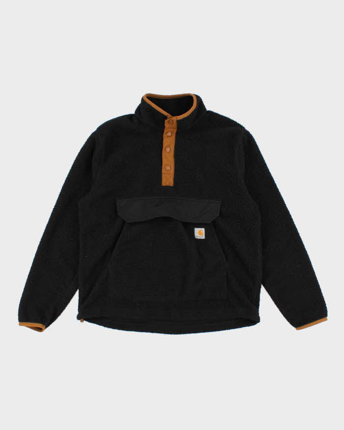 Men's Black Carhartt half Button Fleece - M