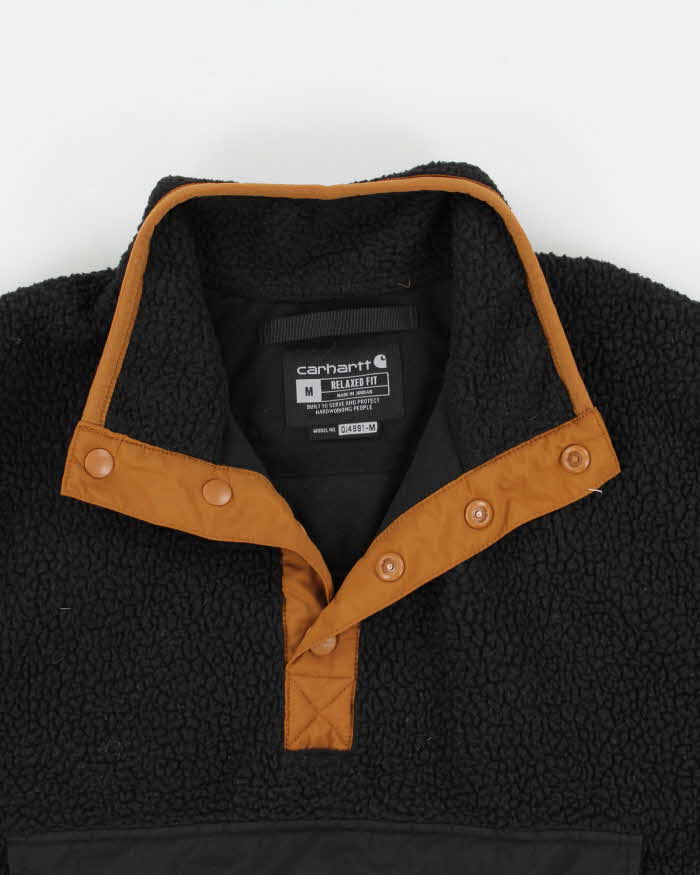 Men's Black Carhartt half Button Fleece - M