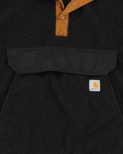 Men's Black Carhartt half Button Fleece - M
