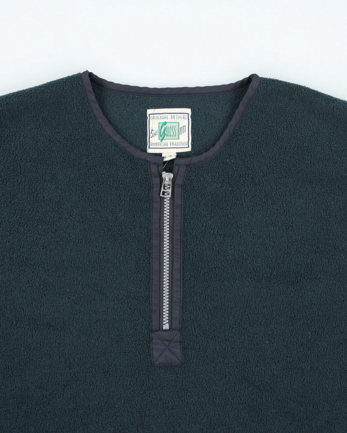 Vintage 90's Guess Collarless Quarter Zip Fleece - L