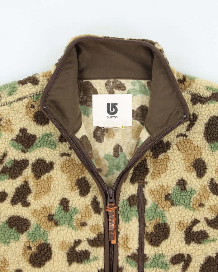 Vintage Y2K Burton Camouflage Full Zip Fleece - M