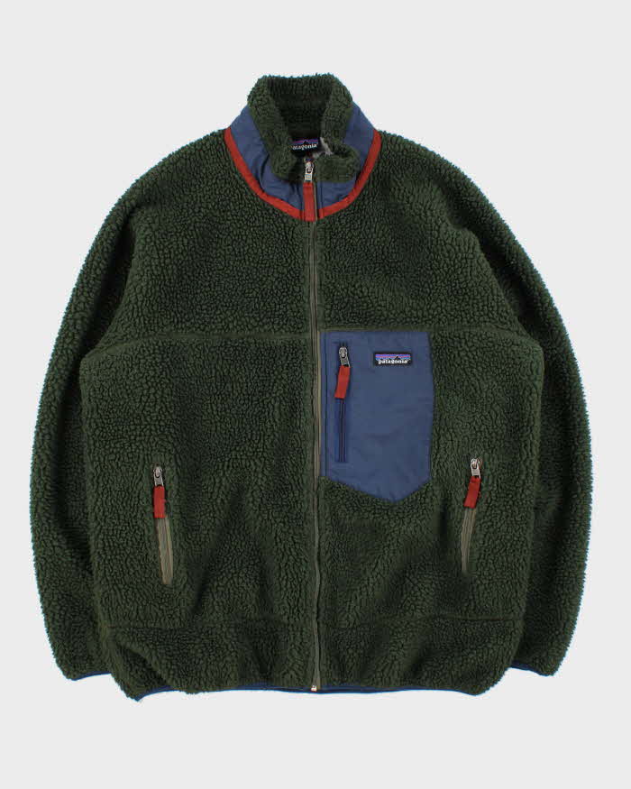 Vintage Patagonia Classic Retro-X Dark Green Full-Zip Sherpa Fleece - XL