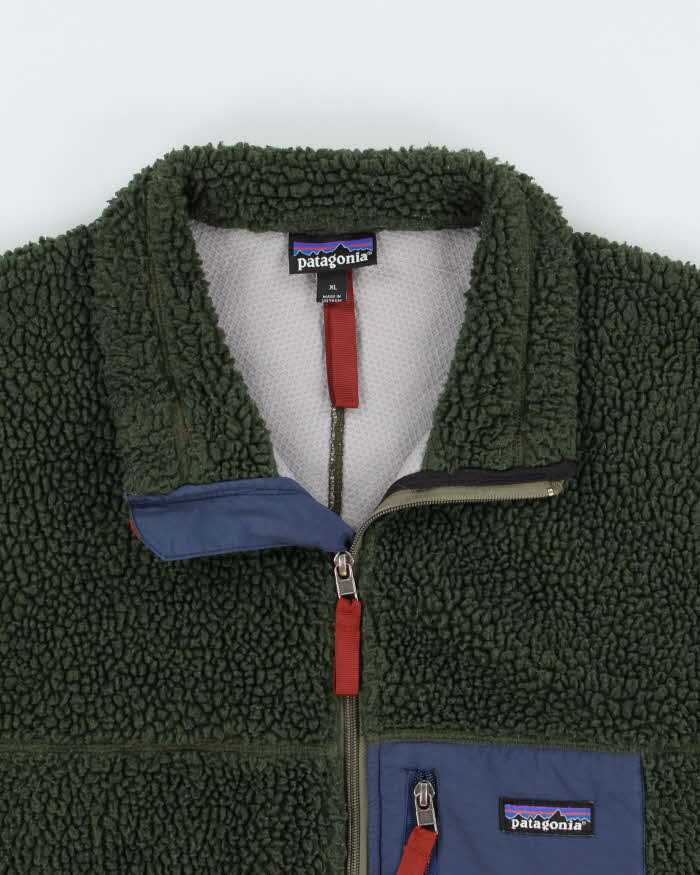 Vintage Patagonia Classic Retro-X Dark Green Full-Zip Sherpa Fleece - XL