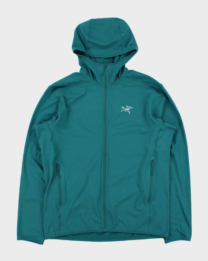 Vintage Arc'teryx 'Kyanite LT Hoody' Teal Full-Zip Soft Shell Hooded Fleece - M