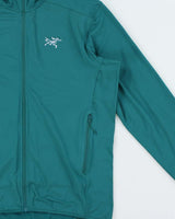 Vintage Arc'teryx 'Kyanite LT Hoody' Teal Full-Zip Soft Shell Hooded Fleece - M
