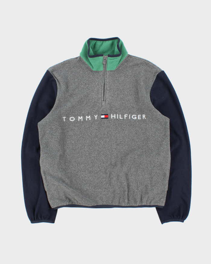 Vintage Tommy Hilfiger Spell out Quarter-zip Fleece - M