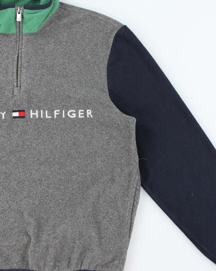 Vintage Tommy Hilfiger Spell out Quarter-zip Fleece - M
