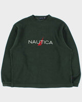 Vintage 1990s Nautica Tech Spell-Out Embroidered Crewneck Fleece - XL