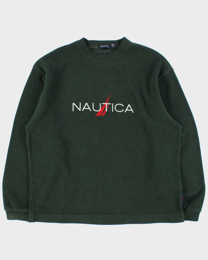 Vintage 1990s Nautica Tech Spell-Out Embroidered Crewneck Fleece - XL
