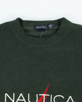 Vintage 1990s Nautica Tech Spell-Out Embroidered Crewneck Fleece - XL