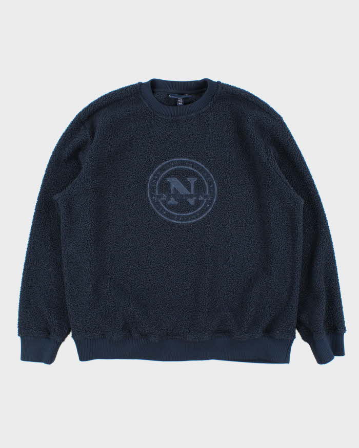 Vintage Nautica Sailing Embroidered Deep Pile Sherpa Crewneck Fleece - M