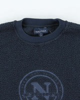 Vintage Nautica Sailing Embroidered Deep Pile Sherpa Crewneck Fleece - M
