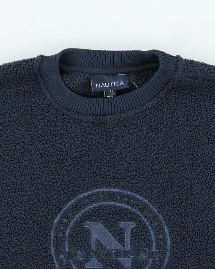 Vintage Nautica Sailing Embroidered Deep Pile Sherpa Crewneck Fleece - M