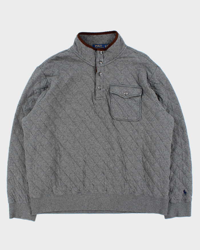 Vintage Polo Ralph Lauren Quilted Snap Button Pullover Fleece - XL
