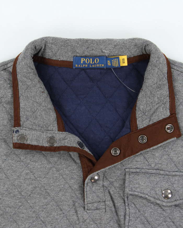 Vintage Polo Ralph Lauren Quilted Snap Button Pullover Fleece - XL