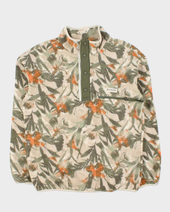 Vintage Columbia Helvetia II Ancient Fossil Retro Deep Pile Snap Button Pullover Fleece - L